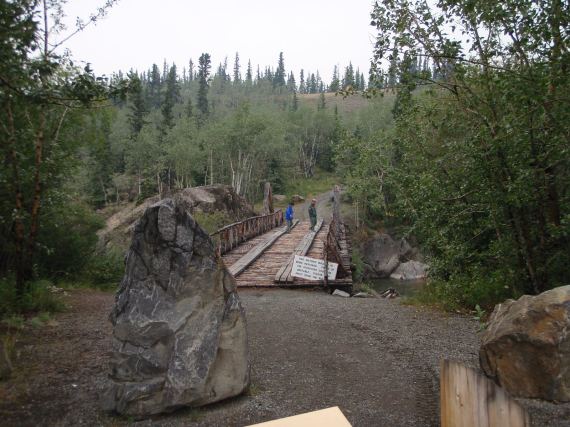 A minor obstacle at the Aishihik River bridge...